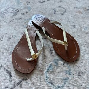 Tory Burch Women's White and Brown Sandals